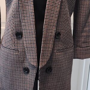 Express Women's Houndstooth Double-Breasted Blazer in Brown and Black